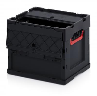 Antistatic ESD Collapsible Containers With Lid 40 x 30 x 32 cm (L x W x H) - 666 ESD FBD 43/32